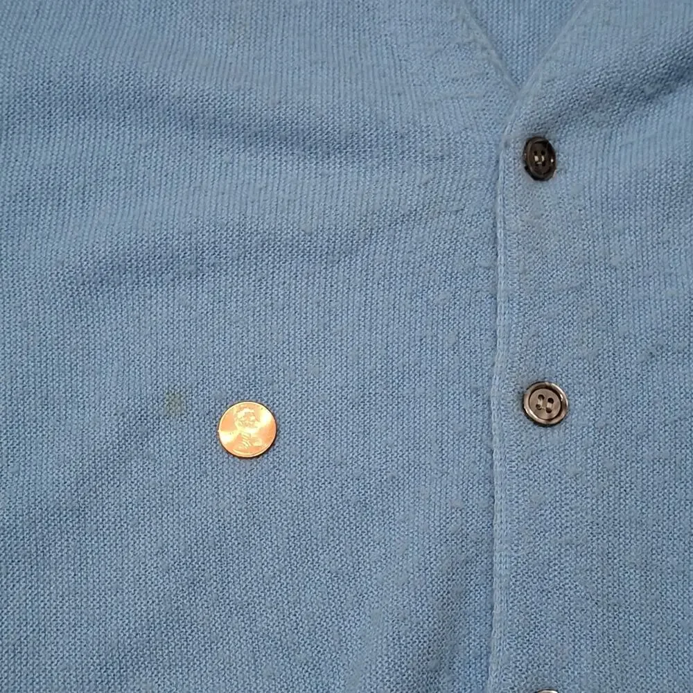 Vtg 70’s Izod Lacoste Men’s L Cardigan Sky Blue Sweater USA Button Kurt Cobain